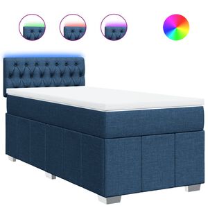 vidaXL Boxspringbett mit Matratze Blau 90x200 cm Stoff