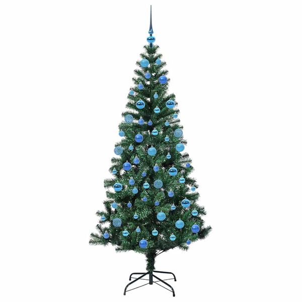 vidaXL K&uuml;nstlicher vorbeleuchteter Weihnachtsbaum Gr&uuml;n 180 cm