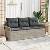 vidaXL Sofa Set mit Kissen 3 pcs Grau Poly-Rattan