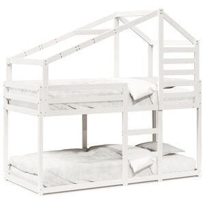 vidaXL Etagenbett mit Dach Wei&szlig; 90x190 cm Massivholz Kiefer