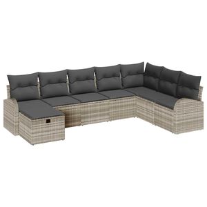 vidaXL Garten-Sofa-Set mit Kissen 8 pcs Hellgrau Poly Rattan