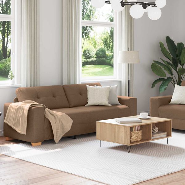 vidaXL Sofa 2 pcs Braun Leinenmischgewebe