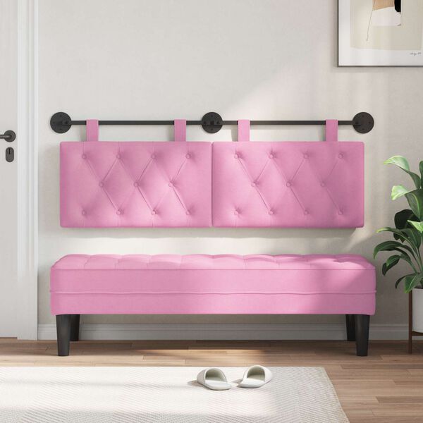vidaXL H&auml;ngevorderseite Wandmontiert Rosa 150 x 55 x 7 cm Stoff