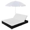 vidaXL Outdoor-Loungebett mit Sonnenschirm Poly Rattan Schwarz