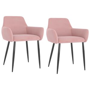 vidaXL Esszimmerst&uuml;hle 2 Stk. Rosa Samt