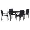 vidaXL Garten Essgruppe 5 pcs Schwarz Pulverbeschichteter Stahl