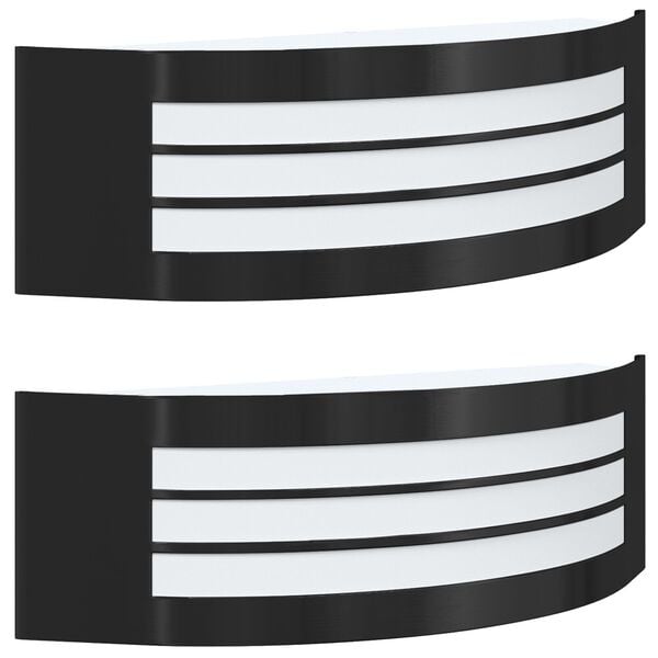 vidaXL Außenwandlampen 2 pcs Schwarz 32 x 10 x 10 cm Edelstahl