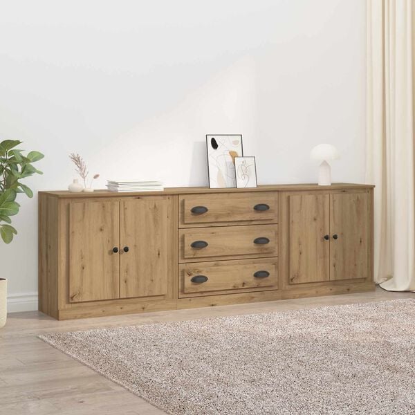 vidaXL Sideboards 3 pcs Artisan-Eiche 70 x 35,5 x 67,5 cm