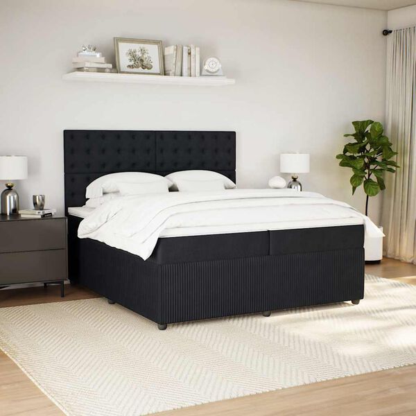 vidaXL Boxspringbett mit Matratze Schwarz 200x200 cm Samt
