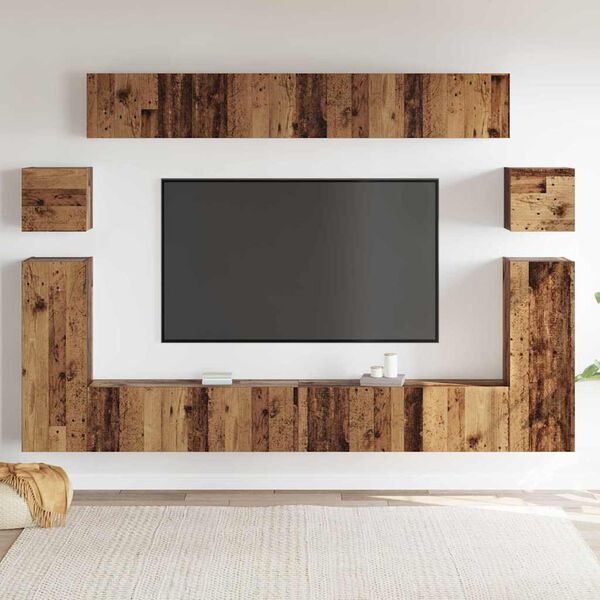 vidaXL TV-Einheiten Wandmontiert 4 pcs Altholz Holzwerkstoff