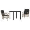 vidaXL Garten Essgruppe 3 stk. Hellgrau Poly-Rattan