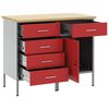 vidaXL Werkbank mit Schubladen 2 pcs Rot und Grau 75 x 45 x 85 cm