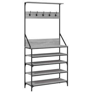 vidaXL Kleiderst&auml;nder mit Schuhablage Grau Sonoma 90x34x184 cm