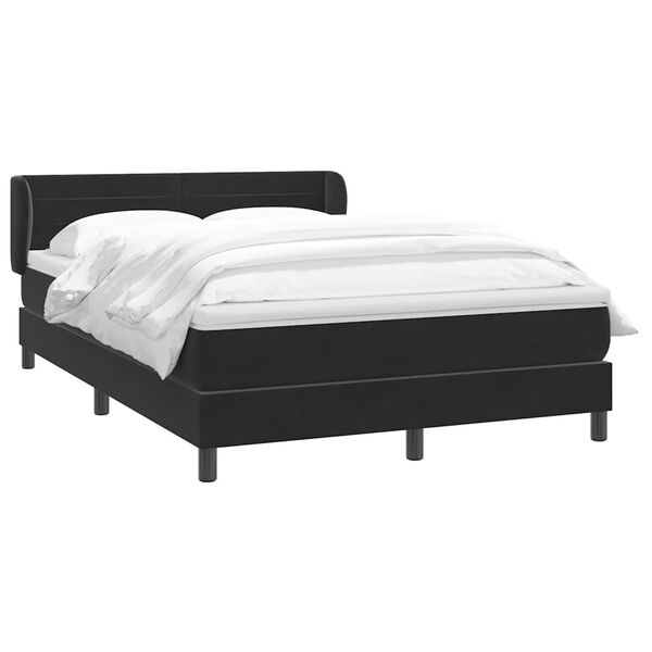 vidaXL Boxspringbett mit Matratze Schwarz 160x220 cm Samt