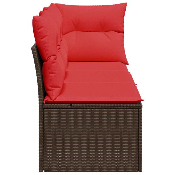 vidaXL Gartensofa mit Kissen 3-Sitzer Braun Poly Rattan