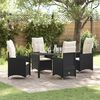 vidaXL Garten Essgruppe mit Kissen 5 pcs Schwarz Poly Rattan