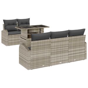 vidaXL Gartensofa-set mit Kissen 6 pcs Hellgrau Poly Rattan