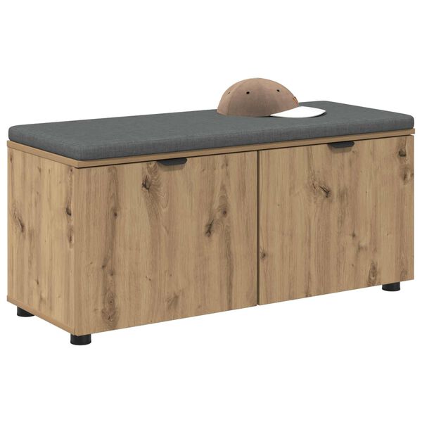 vidaXL Flurbank mit Kissen mit Speicher Artisan-Eiche 100 x 38 x 46 cm