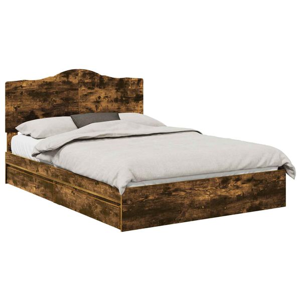 vidaXL Aufbewahrungsbett Ger&auml;ucherte Eiche 160 x 200 cm Holzwerkstoff