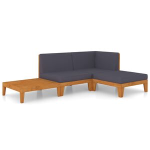 vidaXL 4-tlg. Garten-Lounge-Set mit Kissen Akazie Massivholz