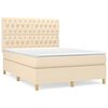 vidaXL Boxspringbett mit Matratze Creme 140x200 cm Stoff