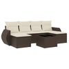 vidaXL 7-tlg. Garten-Sofagarnitur mit Kissen Braun Poly Rattan
