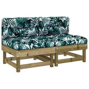 vidaXL Mittelsofas mit Kissen 2 Stk. Kiefernholz Impr&auml;gniert