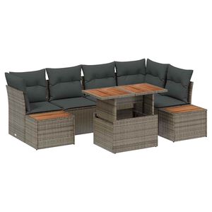 vidaXL Garten-Sofa-Set mit Speicher 10 pcs Grau Poly Rattan