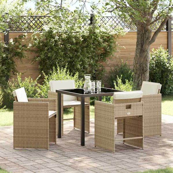vidaXL Garten Essgruppe 5 pcs Beige Poly-Rattan