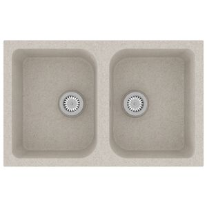 vidaXL K&uuml;chensp&uuml;le Quarz und Harz 76 x 48 x 30 cm Beige