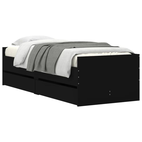 vidaXL Bett mit Schubladen Schwarz 75x190 cm