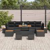 vidaXL Garten-Sofa-Set mit Kissen 10 pcs Schwarz Poly Rattan