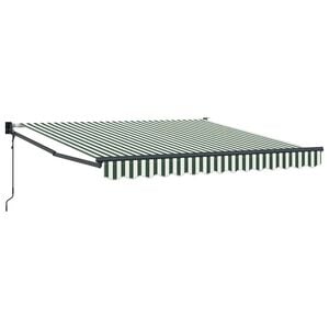 vidaXL Ausziehbare Markise Gr&uuml;n und Wei&szlig; 350 x 250 cm