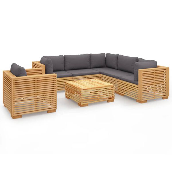 vidaXL 7-tlg. Garten-Lounge-Set mit Kissen Massivholz Teak