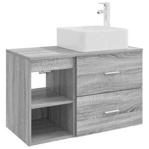 vidaXL Badezimmerm&ouml;bel-Set 2 pcs Grau Sonoma Holzwerkstoff