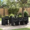 vidaXL Garten Essgruppe mit Kissen 9 pcs Schwarz Poly-Rattan