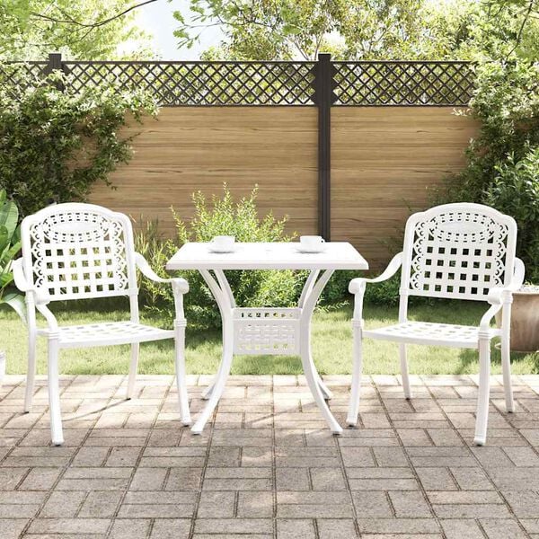 vidaXL Gartentisch Set 3 pcs Wei&szlig; Gussaluminium