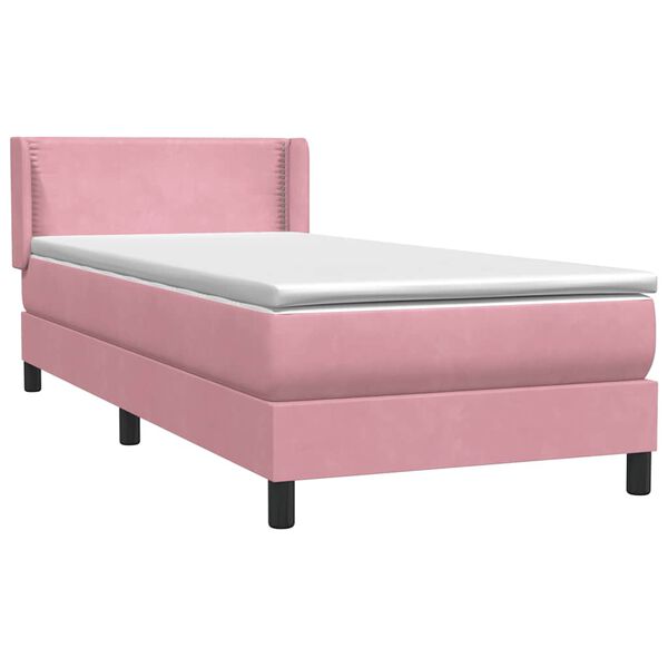 vidaXL Boxspringbett mit Matratze Rosa 80x220 cm Samt