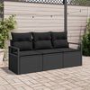 vidaXL Sofa Set 3 pcs Schwarz Poly-Rattan