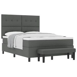 vidaXL Boxspringbett mit Kissen Dunkelgrau 140 x 200 cm Stoff
