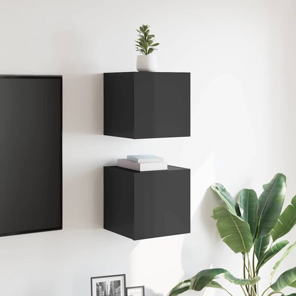 vidaXL TV-Wandschr&auml;nke 2 Stk. Hochglanz-Grau 30,5x30x30 cm