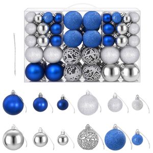 vidaXL Weihnachtskugeln 100 Stk. Blau und Silbern 3 / 4 / 6 cm