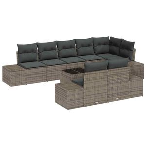 vidaXL Gartensofa-set mit Kissen 9 pcs Grau Poly-Rattan