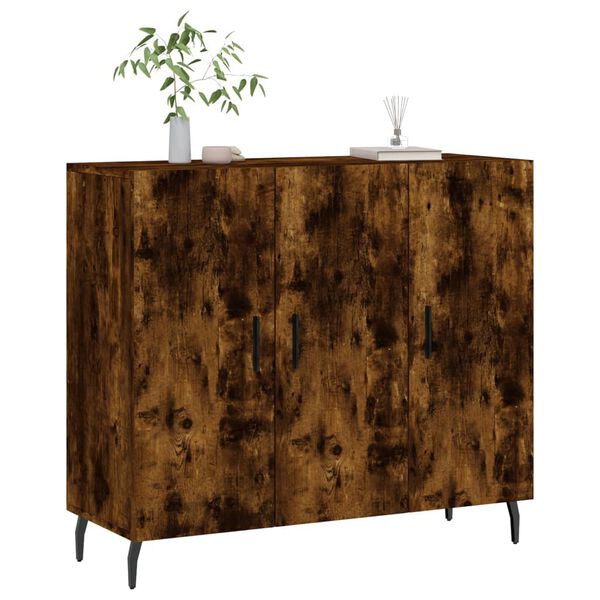 vidaXL Sideboard Räuchereiche 90x34x80 cm Holzwerkstoff