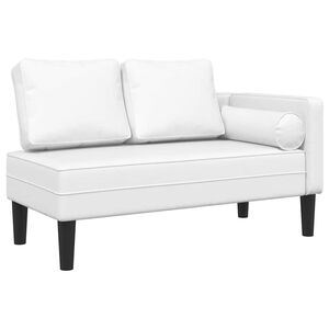 vidaXL Chaiselongue mit Kissen Wei&szlig; Kunstleder
