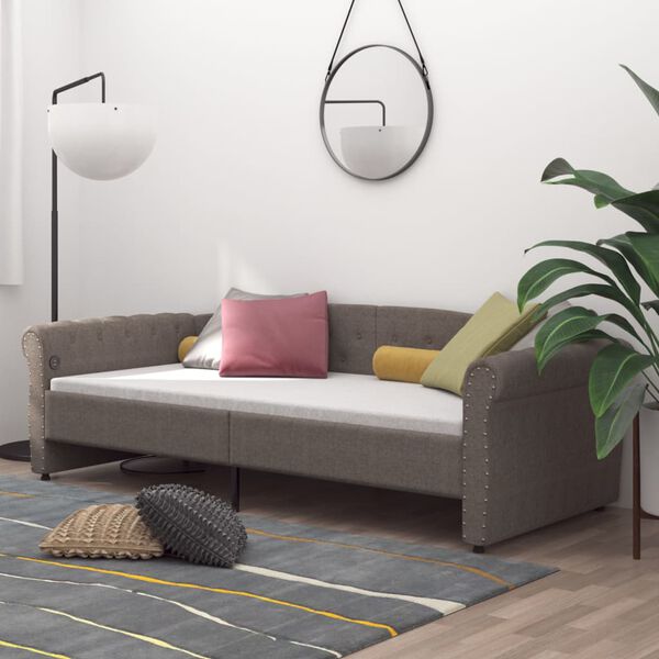 vidaXL Tagesbett mit Matratze USB Taupe Stoff 90x200 cm
