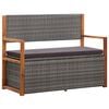 vidaXL Bank mit Stauraum 115 cm Poly Rattan Massivholz Akazie Grau