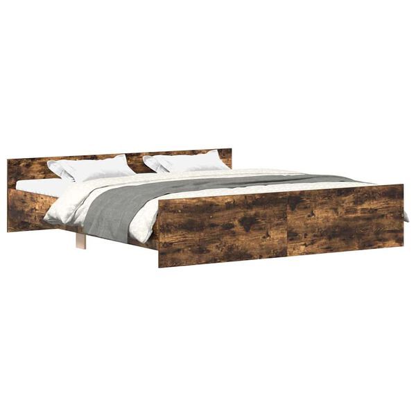 vidaXL Bettgestell mit Kopf- und Fu&szlig;teil R&auml;uchereiche 200x200 cm