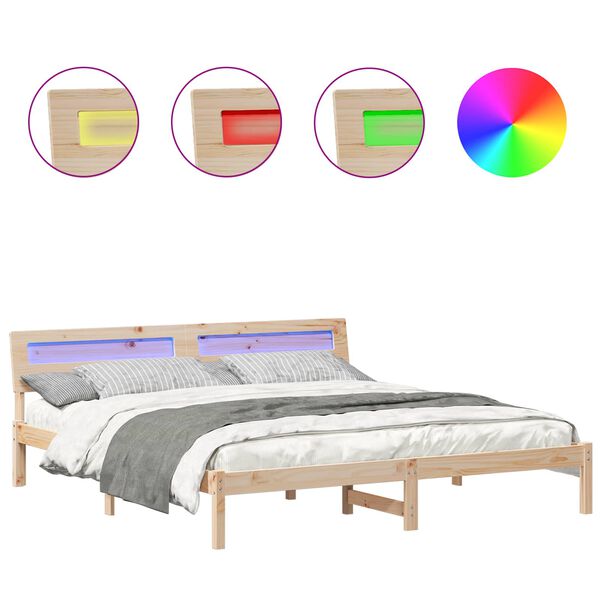 vidaXL Bettrahmen mit Kopfteil Braun 180 x 200 cm Massives Kiefernholz