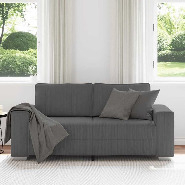 vidaXL Zweisitzer-Sofa Dunkelgrau 180x77x82 cm Cordstoff